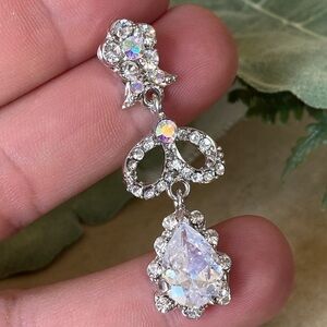 Floral tear earrings rhinestone embellished NWT